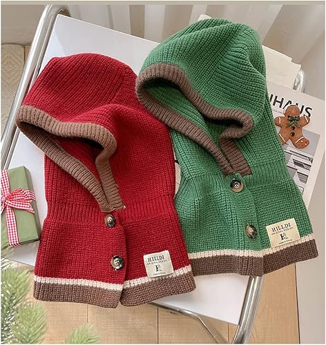 Miniatura 2 de JDYaoYing Sombreros de invierno para mujer, bufanda cálida con capucha, cubierta de punto, gorro a rayas, gorro abotonado, calentador de cuello