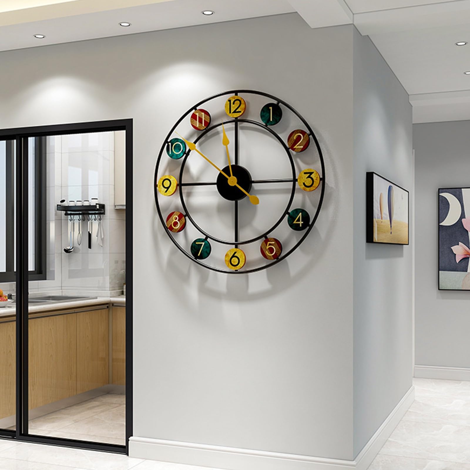 50cm Reloj de Pared de Esqueleto de Metal silencioso, Números Romanos, Movimiento de Barrido silencioso Retro, Sin garrapata, Adecuado para Sala de Estar, Oficina, Dormitorio, café, Hotel, decoración