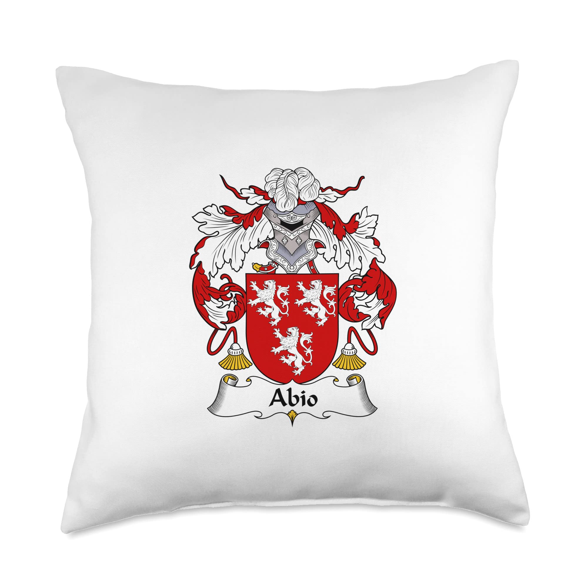 Family Crest and Coat of Arms clothes and giftsAbio Coat of Arms-Family Crest Throw Pillow, 18x18, Multicolor