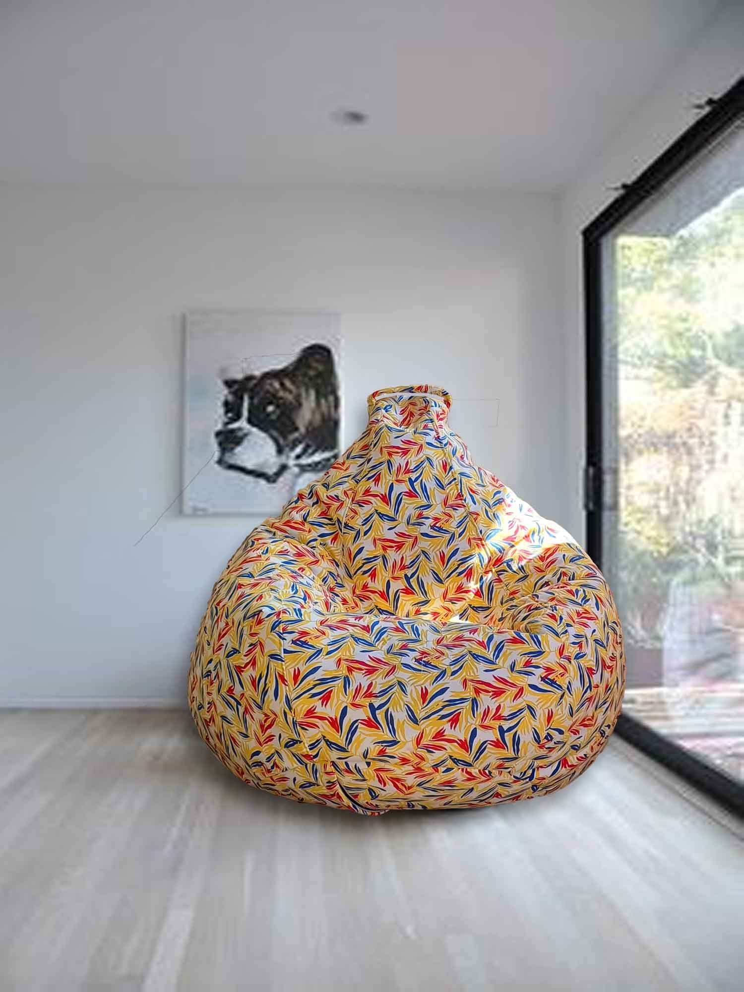 Mollismoons Bean Bag Printed Bean Bags Cotton Terry XXXL Size Bean Bag Cover Without Beans Bean Bag for Summer (Bean Bag for Adults & Kids) (Pitch Printed Bean Bag) 1