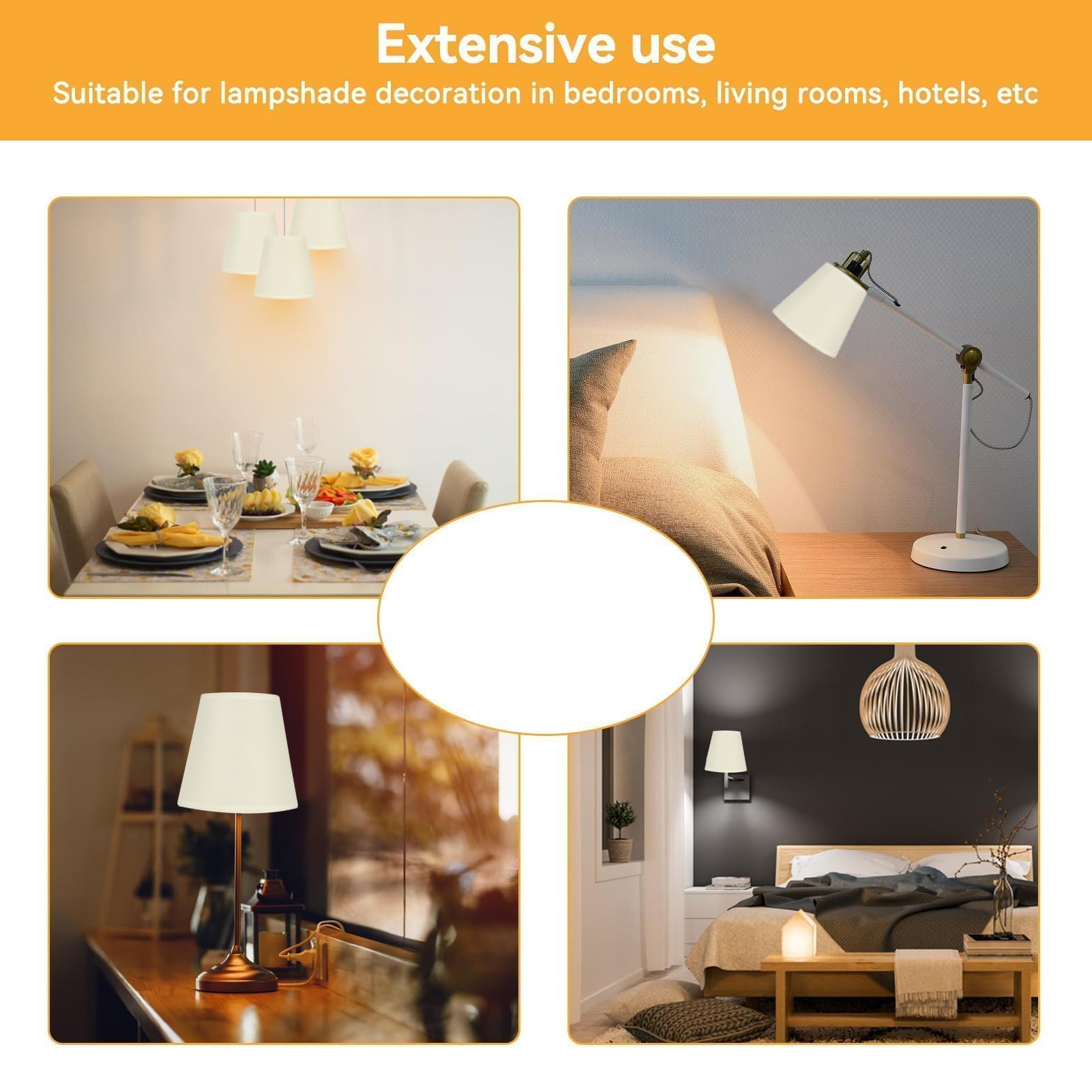 HERCHR Set di 6 Lampadario Paralumi Moderna Coprilampada, Colore crema Paralume in Tessuto per Candela Lampadario Lampada da Parete, paralumi da comodino E14 da parete, ricambio paralume piccolo