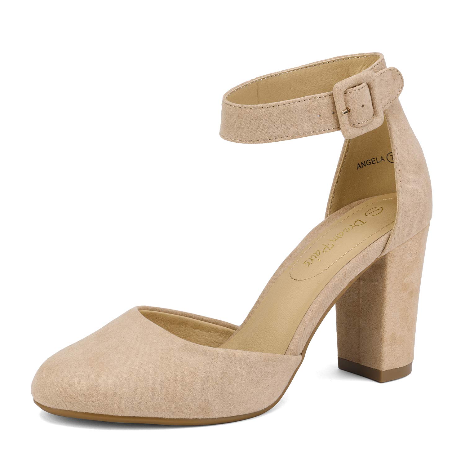 DREAM PAIRS Women's High Heel Ankle Strap Closed Toe Chunky Wedding Pumps Shoes