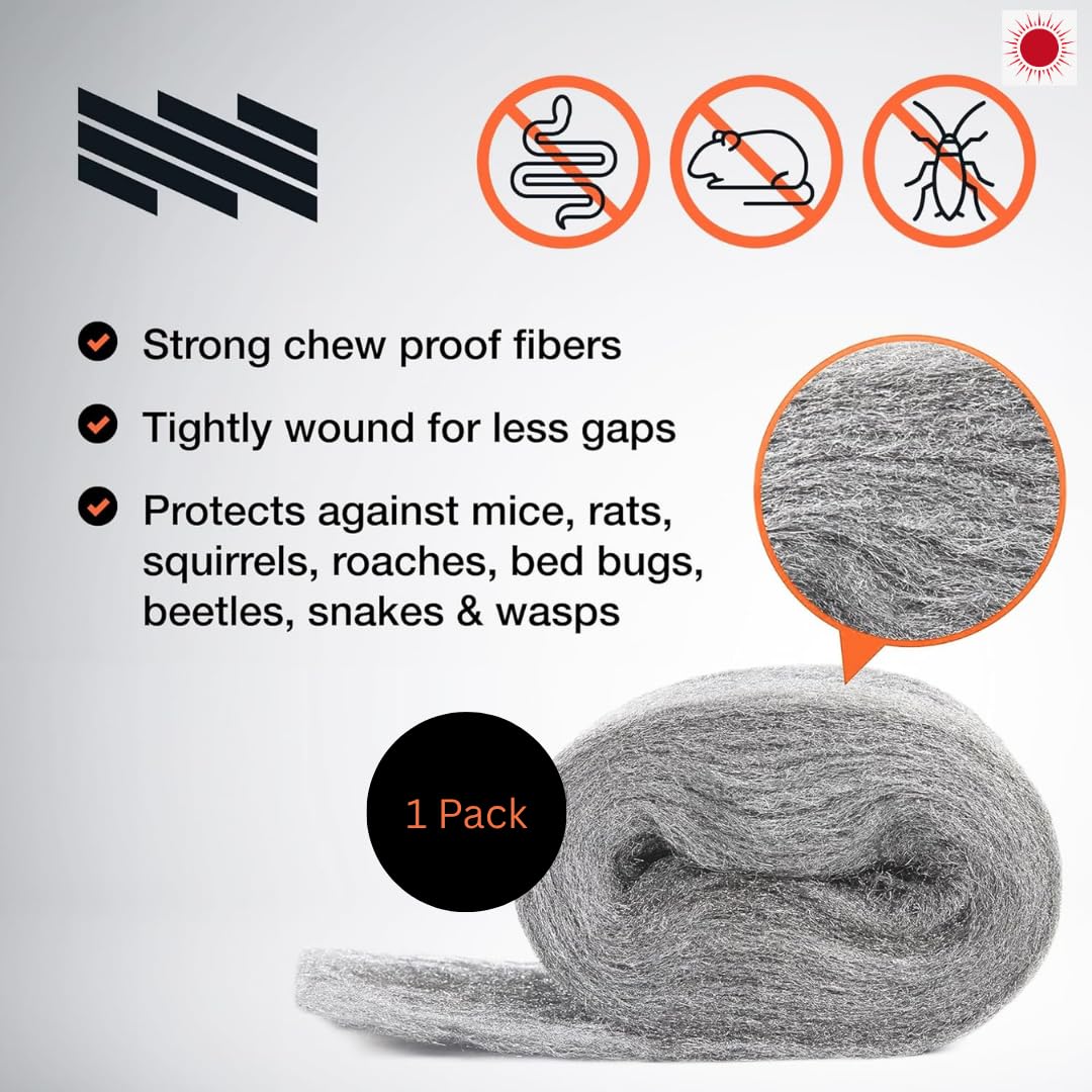 Amazon Steel wool 1 Kg (4 Inches X 40 Feet) - Fill Fabric DIY Kit, Coarse Wire Wool Hardware Cloth, Gap Blocker, Keep Mice Away From Holes/Siding/Pipeline/Vents In Garden, House 2