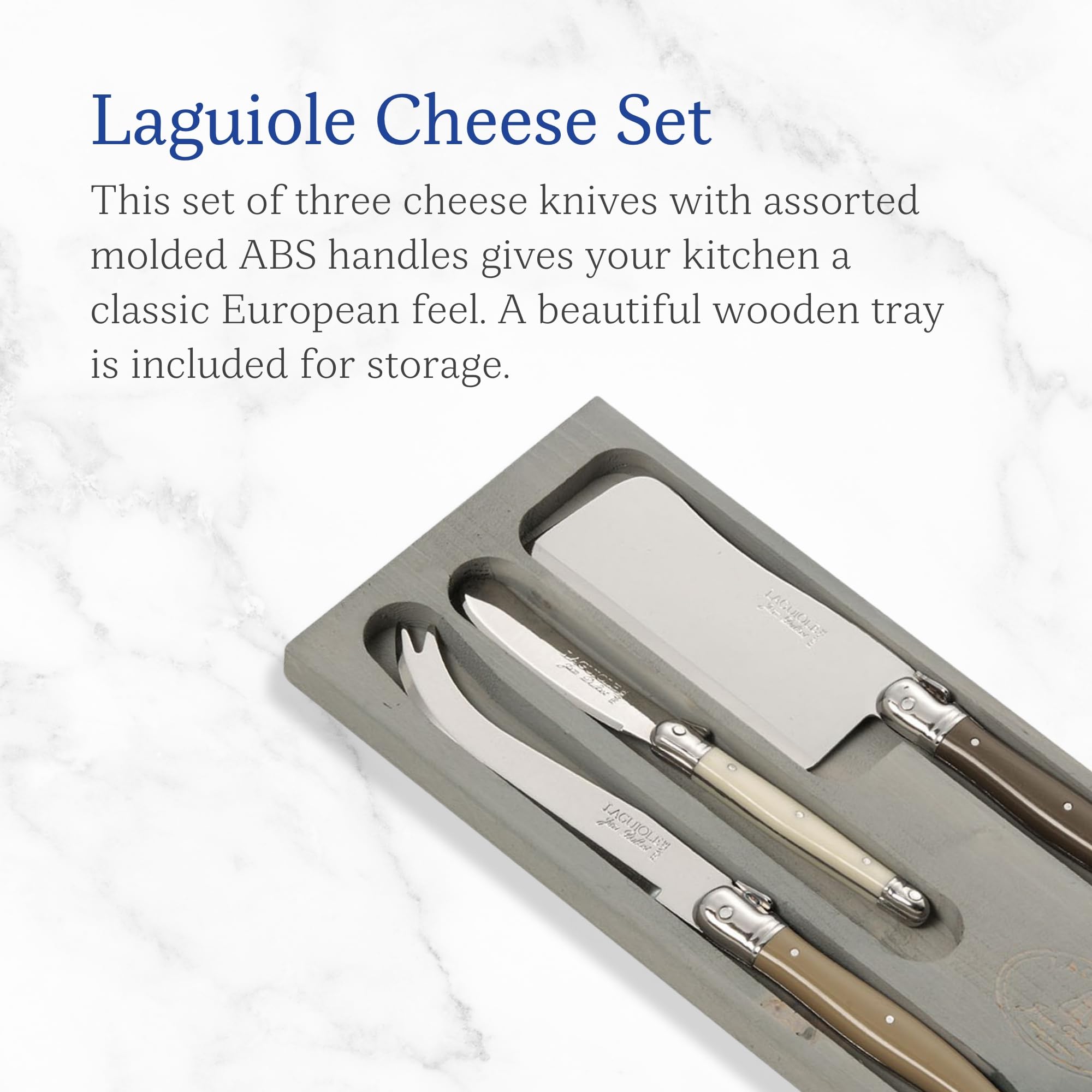 Amazon.com: Jean Dubost Laguiole 3-Piece Cheese Knife Set, Linen