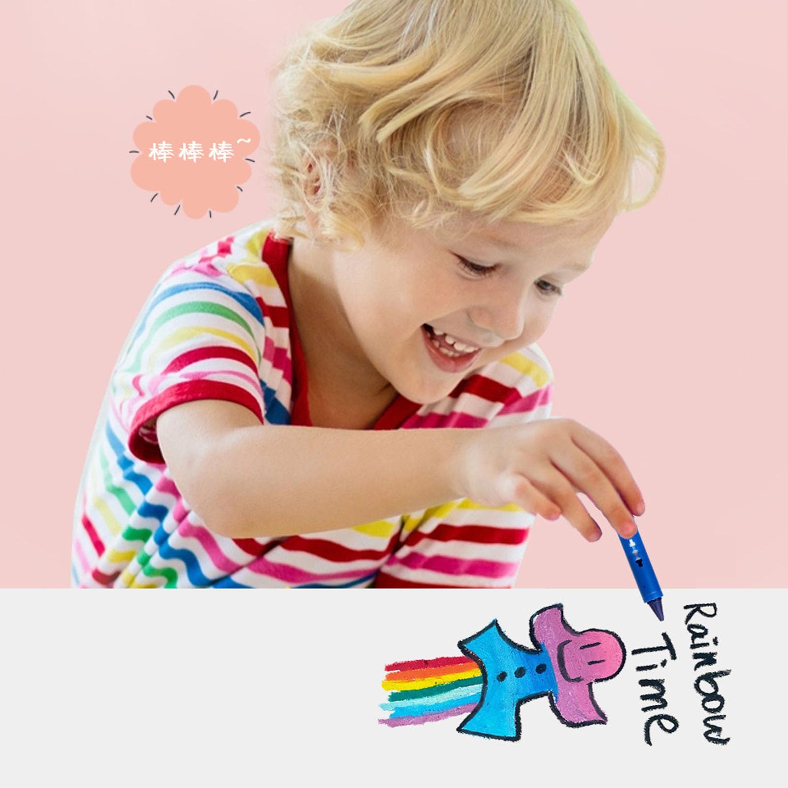 6 Color Washable Bath Crayon Pen for Colorful with Holder Toddler Art Drawing Coloring Doodling Bathroom — view 5
