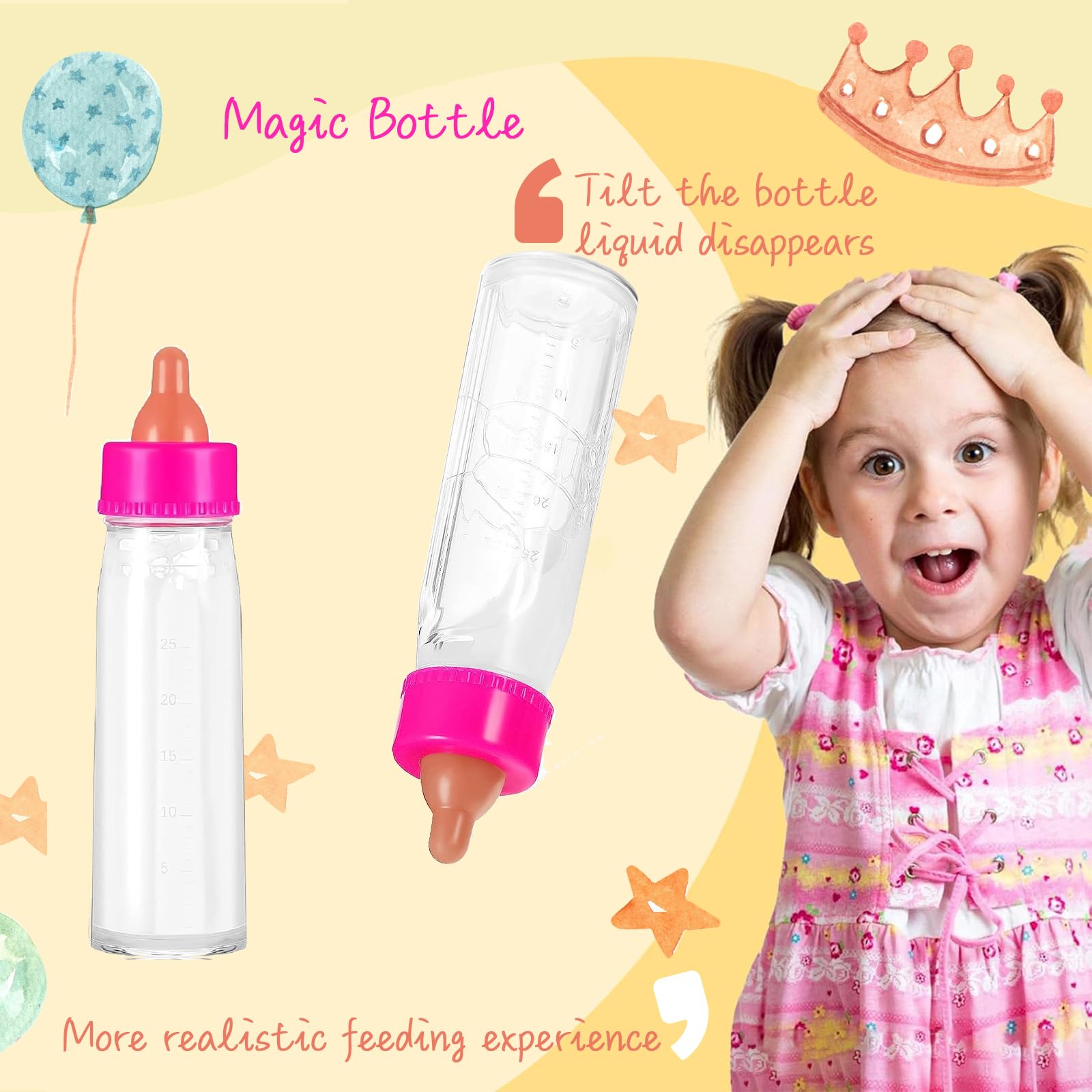 Accessoires pour poupée de bébé, Accessoires pour poupée avec vêtements pour poupée, tétine pour poupée, Sac à Couches pour poupée, Cadeau pour Fille (Lot de 2)