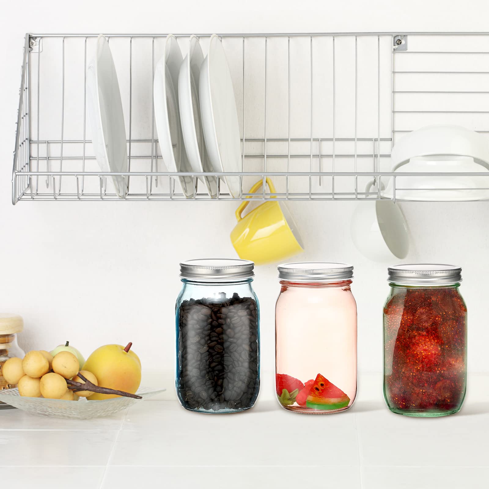 Amazon｜色付きメイソンジャー 6個パック 気密蓋付き 32オンス ボール