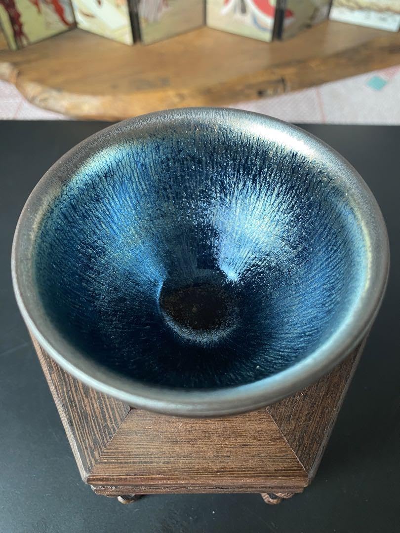 Amazon | 天目茶碗 茶道具 建窯盞 窯変釉 茶碗 油滴天目 曜変天目