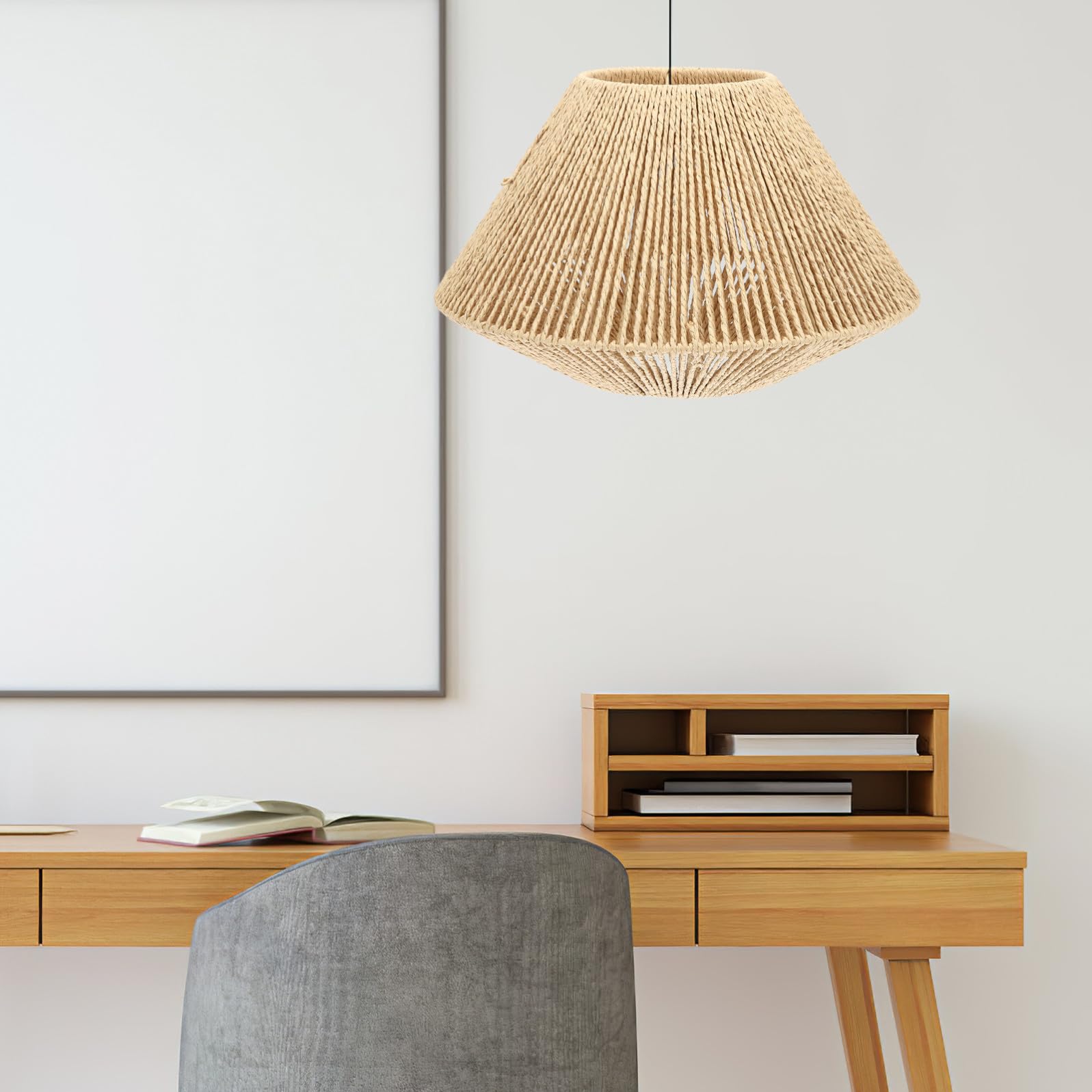POPETPOP Paralume Illuminazione Decorativa Diffusa, Facile da Installare Retrò in Carta Intrecciata Stile Zen Rustico per Lampada E27 Adatto per Camera da Letto e Soggiorno