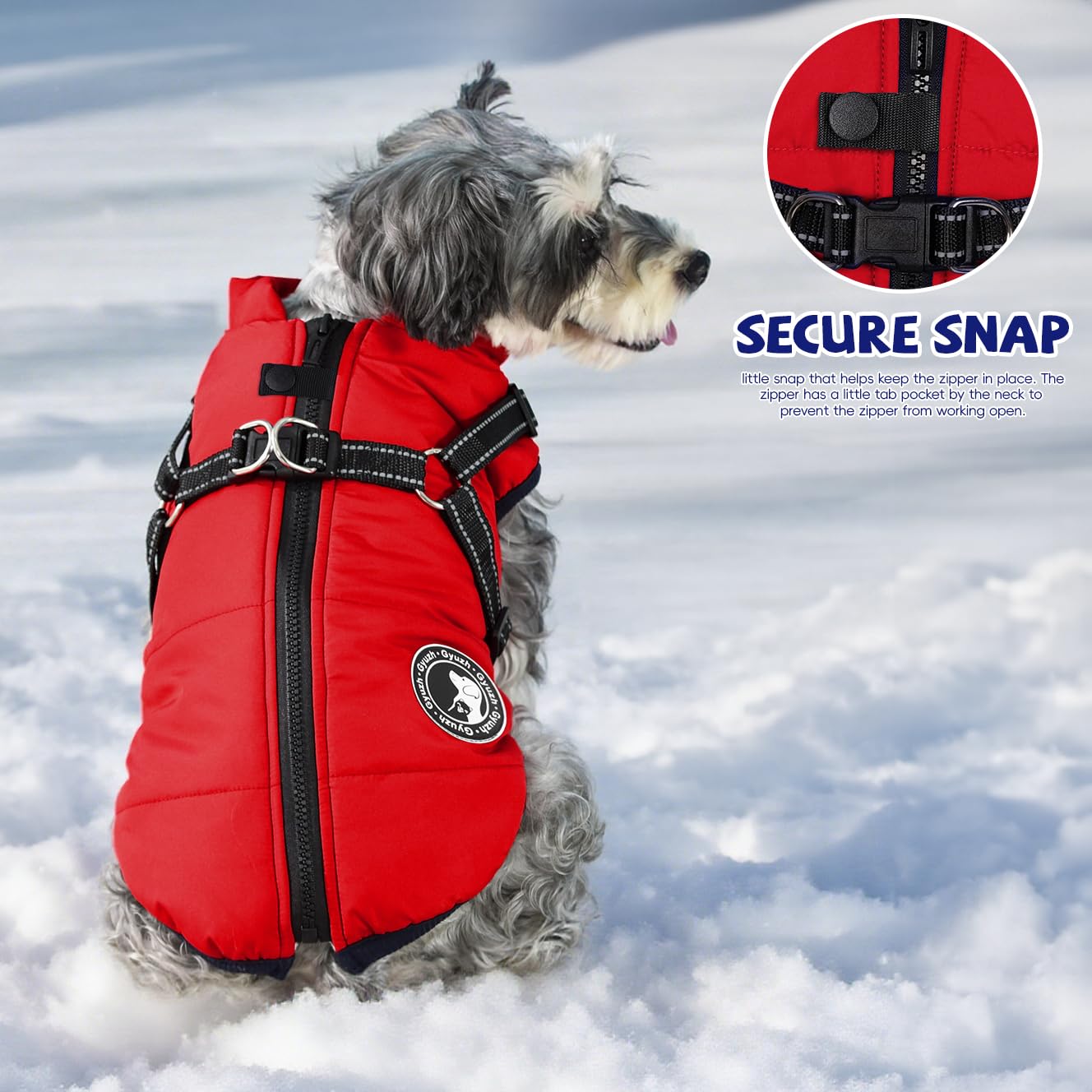 Gyuzh Abrigo para perro con arnés para cachorros, chaqueta impermeable de invierno para perros pequeños, medianos y grandes