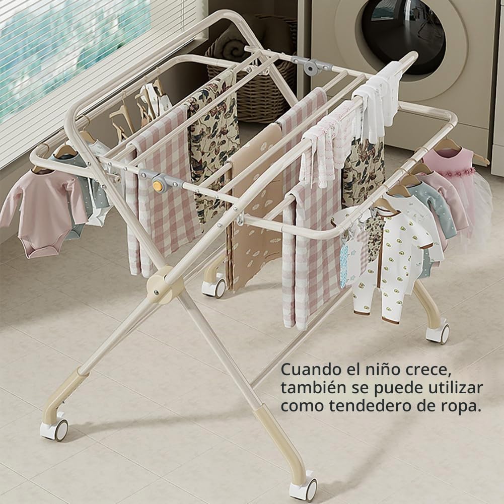 Mueble Cambiador Bebe Plegable,Cambiador de Pañales con Ruedas y Compartimentos de Almacenamiento,Ajuste de Altura,para Cambiar Pañales y Ropa,Verde