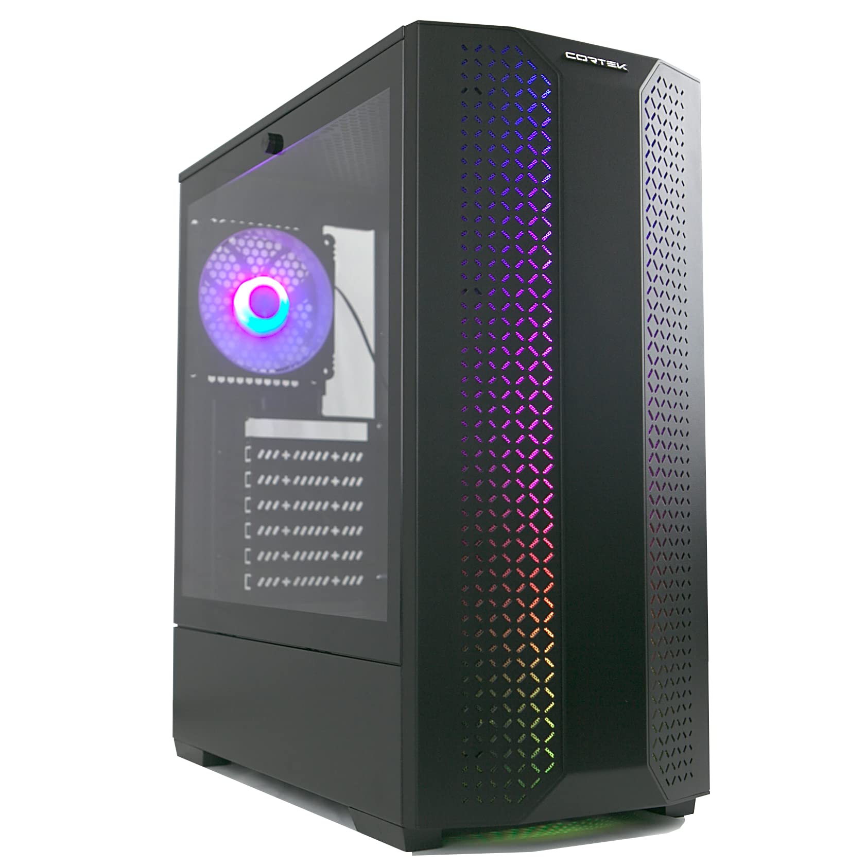 Naos - Case Gaming, ATX Mid-Tower con Pannello Laterale in Vetro Temperato, Due Strip RGB Frontali, Ventola Posteriore 120 mm, Nero