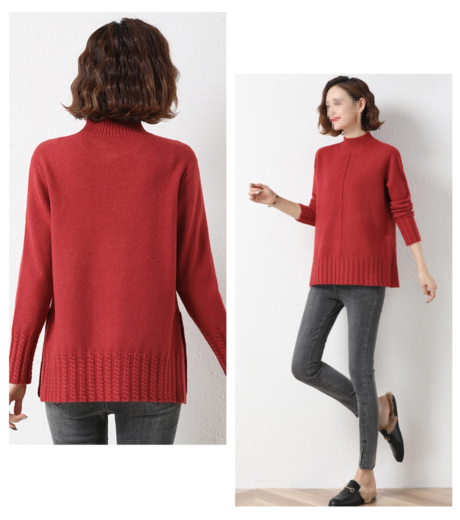 Autunno Inverno Mock Neck Maglia Maglione Donne Split Mezza Dolcevita Manica Lunga Pullover