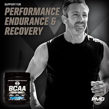 PMD Sports BCAA Stim-Free Amino Acids - Better Workout Performance, Enhanced Recovery, Daily Energy, Muscle Builder, and Muscle Sparing - BCAA Powder Drink Mix - Blue Razz (30 Servings)