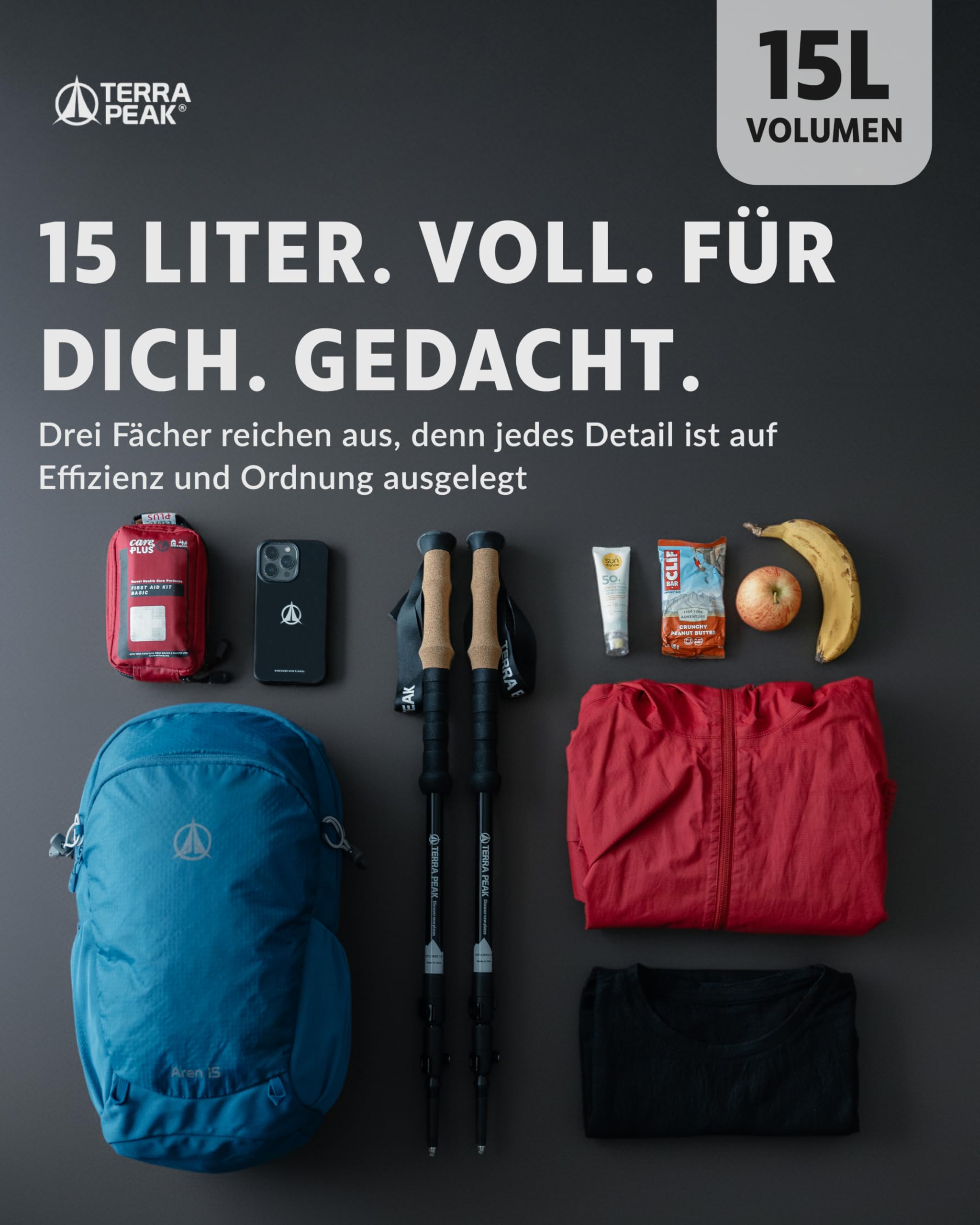 Terra Peak® Sac à dos de randonnée 15L AREN 15 imperméable respirant trekking voyage