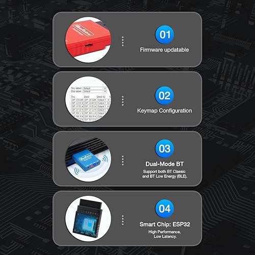 Miniatura 7 de Adaptador de controlador inalámbrico PS2PS1PS One - Compatible con actualización de firmware, BT de doble modo, configuración de mapa de teclas,