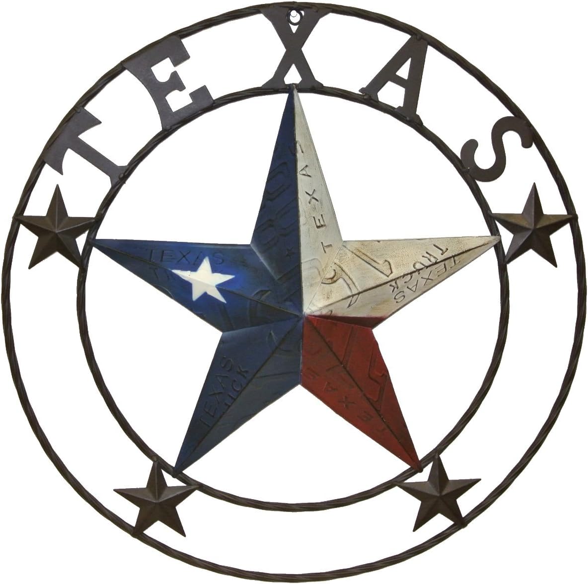 Metal Texas License Plate Circle with Star