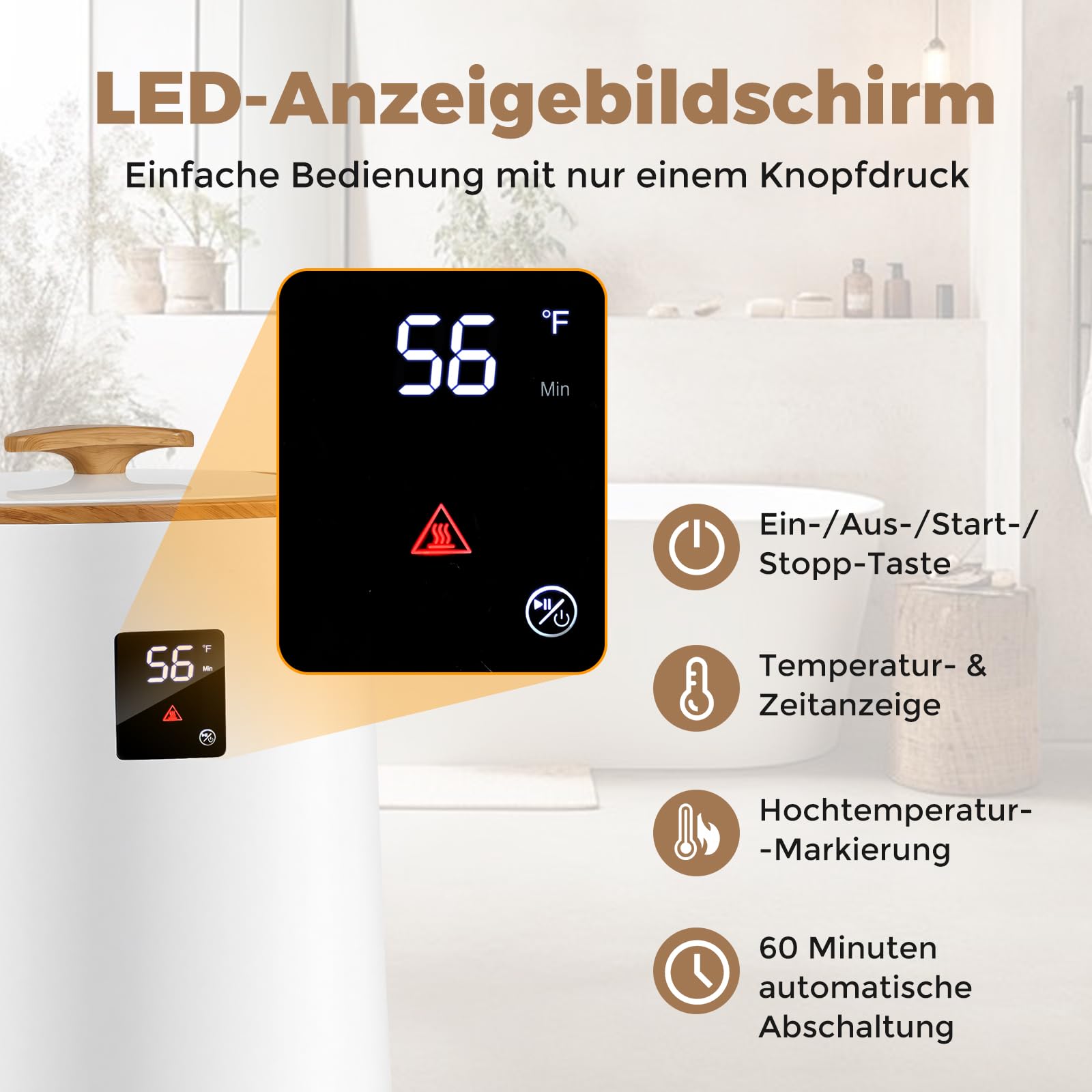 RELAX4LIFE 18L Handtuchwärmer, Handtuch Wärmegerät mit LED-Anzeige & Schnellheizung & automatischer Abschaltung, tragbarer Handtuchtrockner Handtuchheizung, Towel Warmer für Bad, Spa, Hotel, Weiß