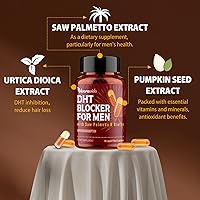 Vista 3 de DHT Blocker para hombres Suplemento de vitaminas para el crecimiento del cabello con palma enana americana y biotina – Regreso del cabello