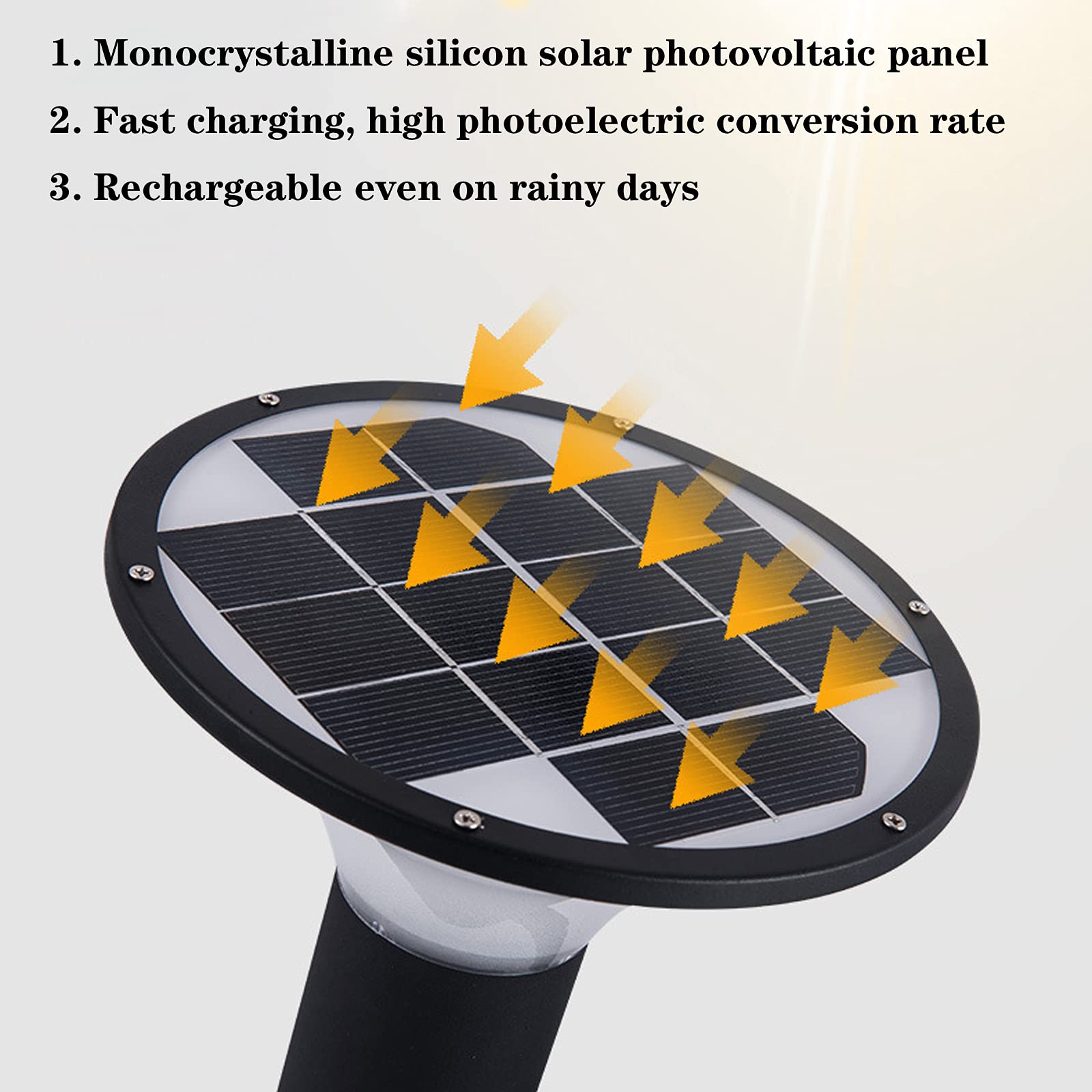 5W LED Solari Lampioncini da Esterno con Sensore Crepuscolare, Moderno Design Lampione da Giardino con Picchetto, Lampioncino da Giardino Alluminio Nero, IP65 Impermeabile,34cm