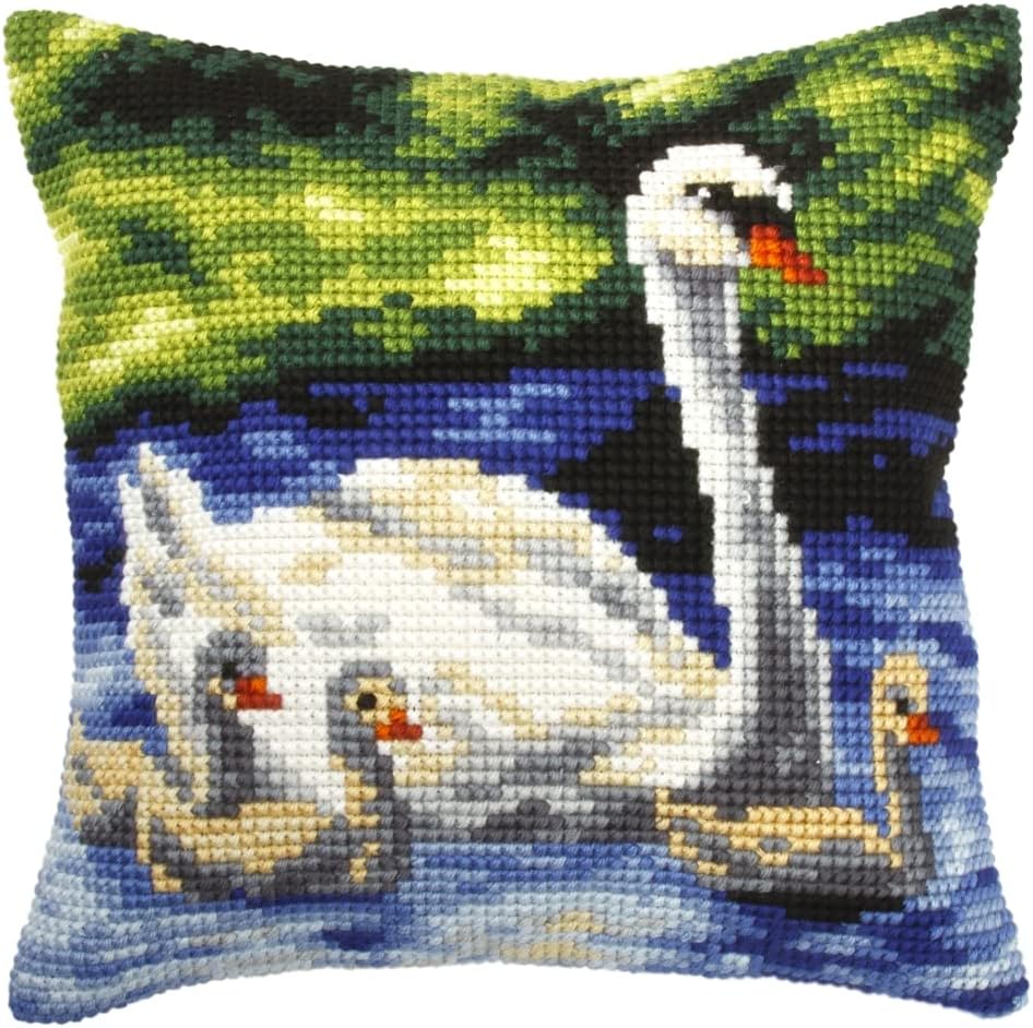 Swan with Cygnets Cushion Front Chunky Cross Stitch Kit
