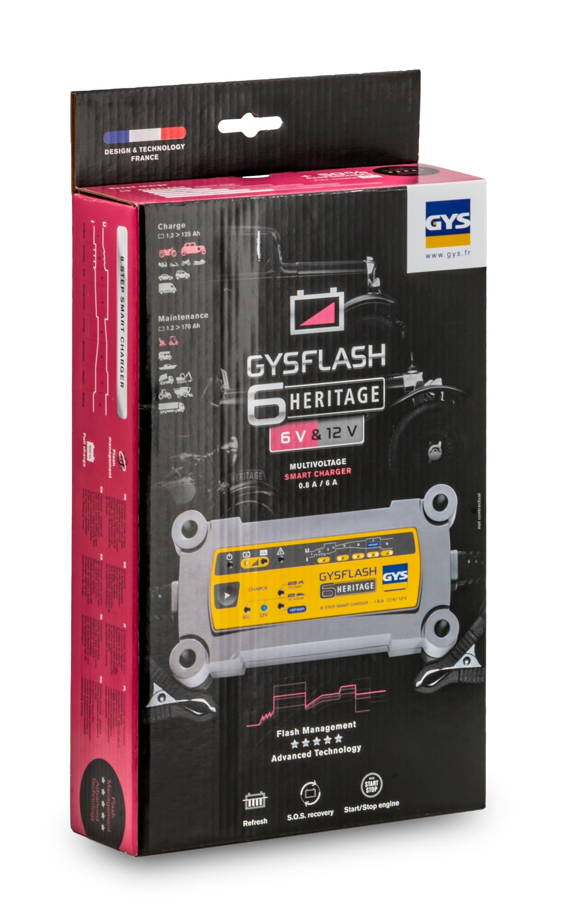 GYS Auto Chargeur de batterie pour Voiture Camions Moto Capacité de batterie À partir de 1,2Ah 029538