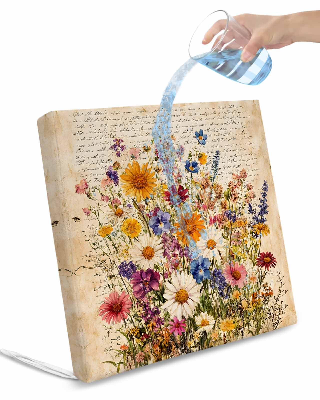 Hokiten Spring Floral Outdoor Cushion Chair Cover Set of 2 - Waterproof Couch Seat Covers, Vintage Summer Botanical Flowers Patio Furniture Protector Cushions Slipcovers for Sofa/RV, 22