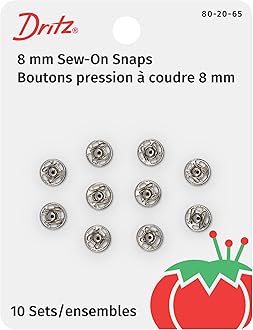 80-20-65 Sew-On Snaps, Nickel-Plated Brass, Size 2/0 10-Count
