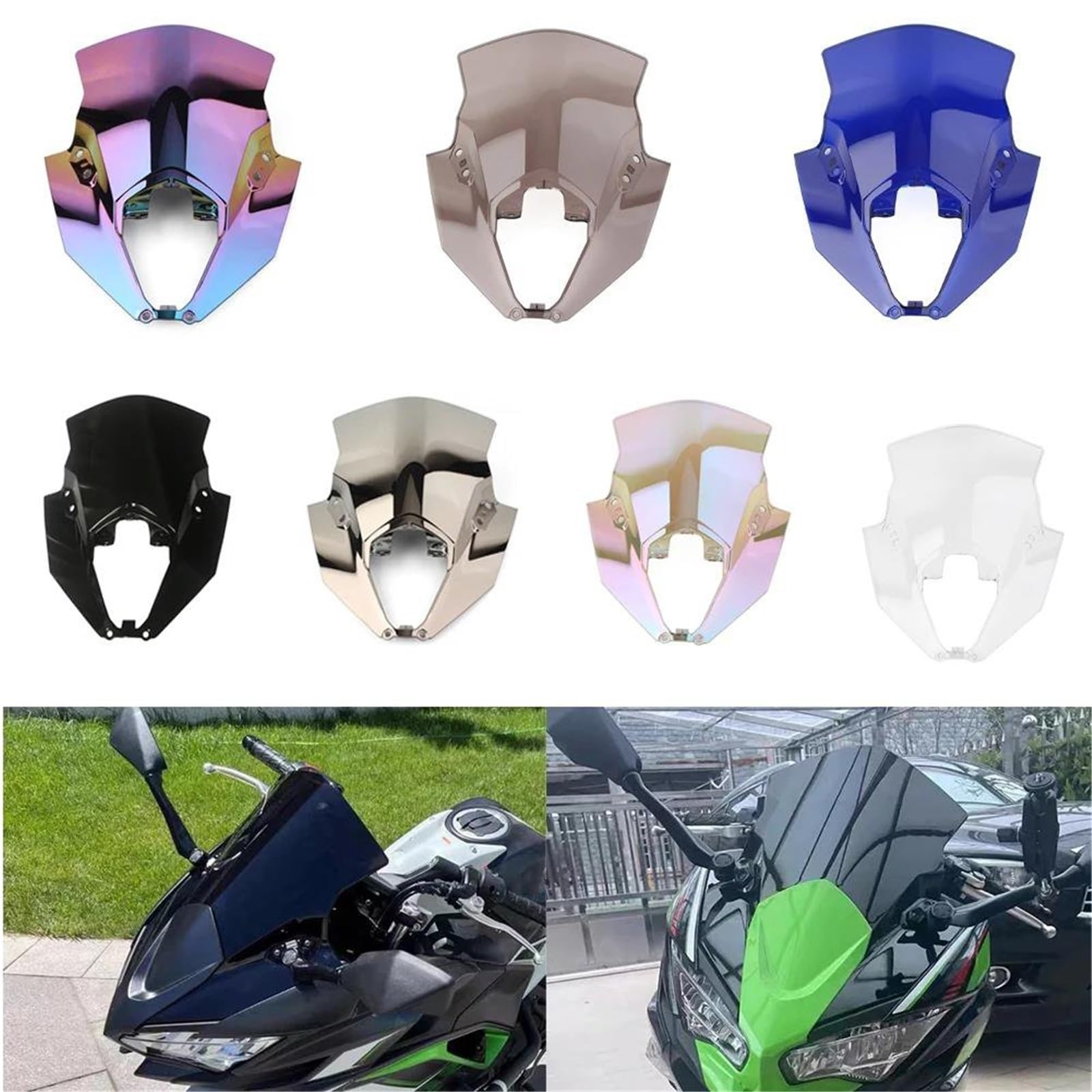 ZYSM Pare-Brise Double Bulle pour Moto, Déflecteur De Vent Et Protection pour pour Ninja 650 EX650 ER-6F ER6F 2020-2023 Avant Déflecteur Vent Motos(Noir)