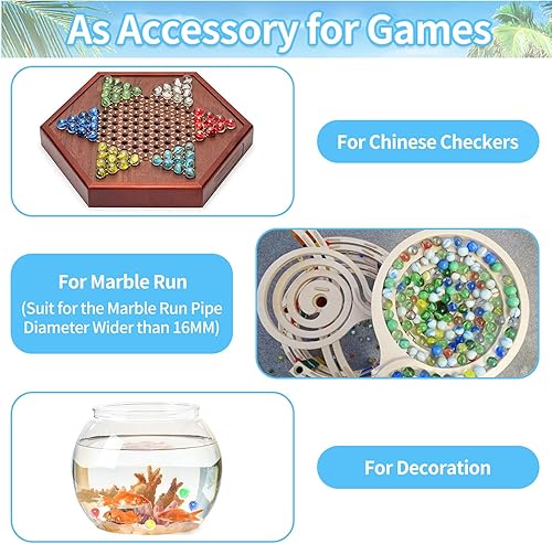 Miniatura 7 de 60 unidades de canicas de vidrio, canicas a granel para juegos de mármol, rellenos de jarrones, bricolaje y decoración del hogar