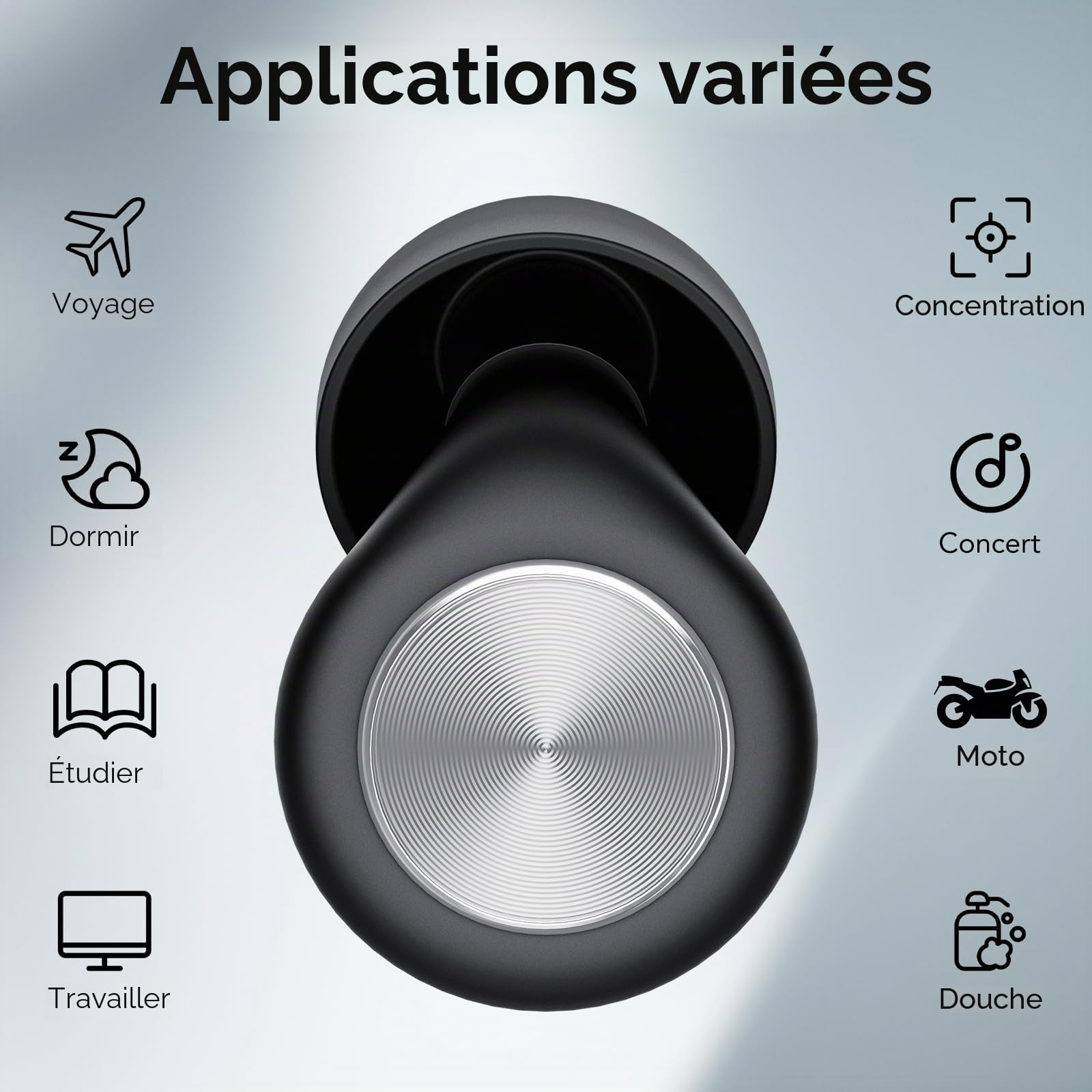 2026 Bouchon d'oreille pour dormir, 45dB boule quies réutilisables réduisant le bruit pour dormir, doux et réutilisables, bons pour dormir, voyager, se concentrer, concerts (Noir)