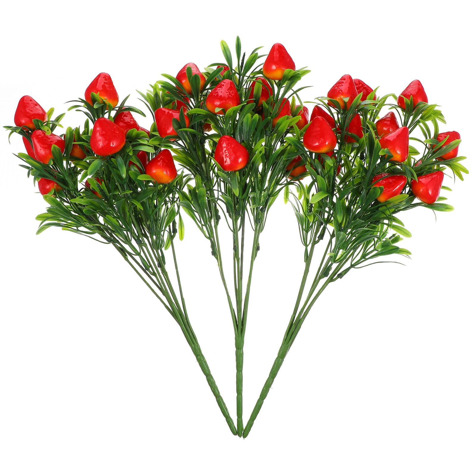 KONTONTY Kunstmatige Aardbeien Ter Decoratie 3 Stuks Nep-aardbeientak Plastic Aardbeienplant Ter Decoratie