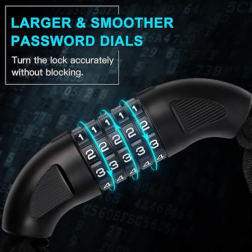 Miniatura 3 de UBULLOX Candado de cadena de bicicleta de 3 pies con combinación de 5 dígitos, cerradura antirrobo, cadena de acero reiniciable de 0.236 in de
