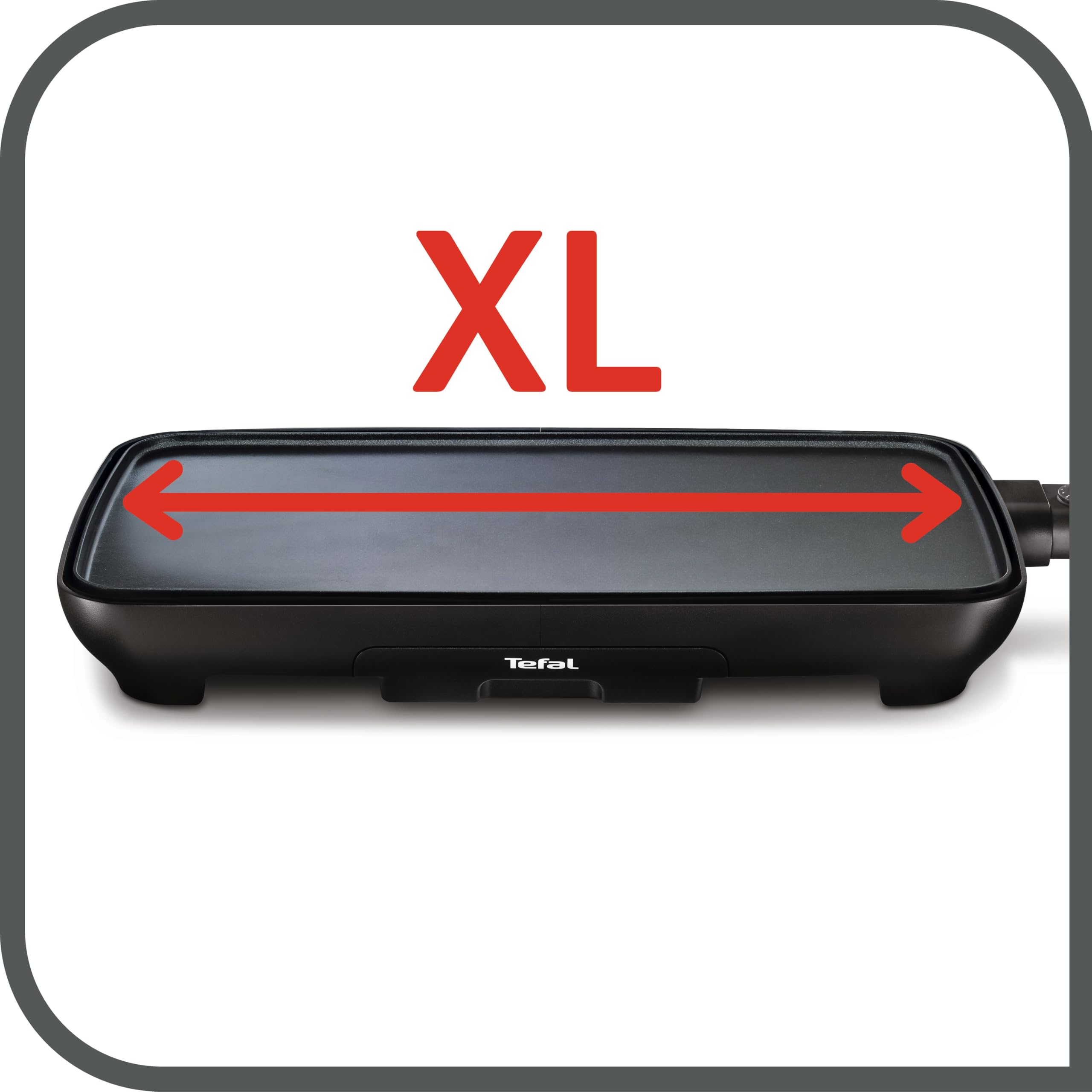 Tefal Malaga Plancha électrique XL 2000W avec Thermostat réglable Grande surface de cuisson 6 à 8 personnes Revêtement antiadhésif Thermo-Spot avec Bac à jus Compatible lave vaisselle Noir CB501812