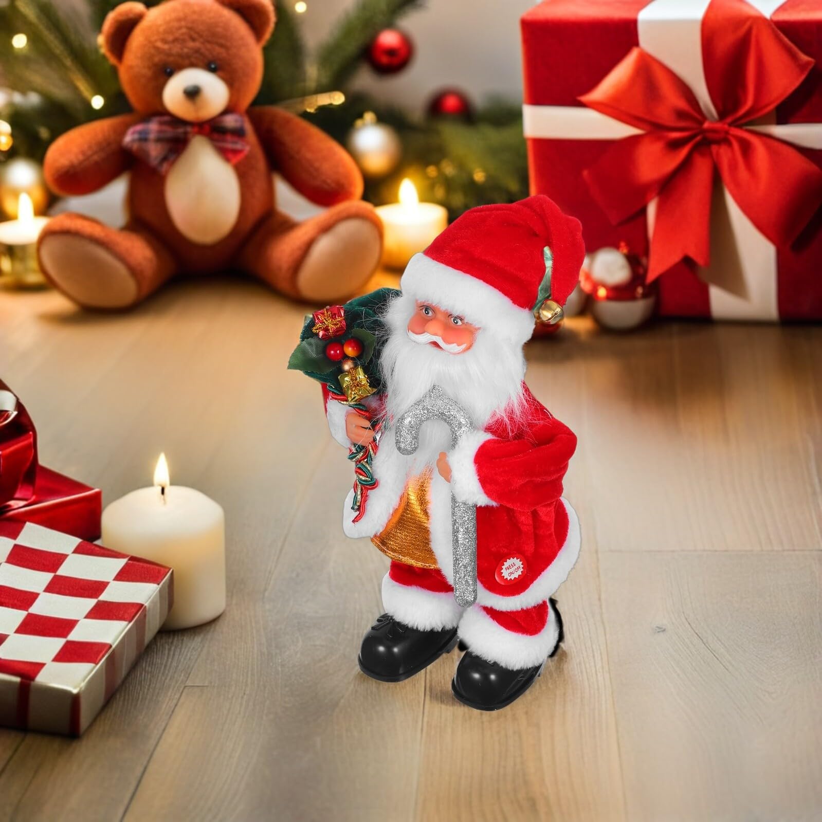 GALPADA Juguete de Papá Noel Eléctrico con Música y Movimiento Muñeco de Navidad Decorativo para Regalos de Fiesta y Adornos Navideños Casa