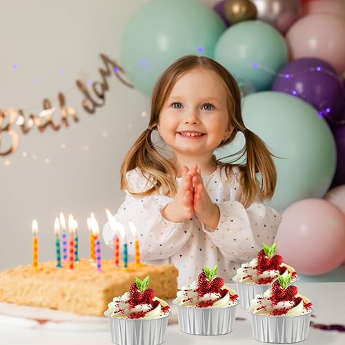 Miniatura 7 de LNYZQUS Moldes para Cupcakes de 5 oz, Moldes para Muffins con Tapas, Paquete de 100, Moldes para Hornear Mini Pasteles de Papel de Aluminio,