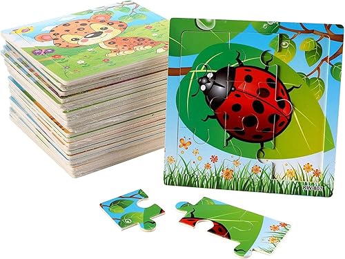 Miniatura 7 de Yopay Paquete de 24 rompecabezas de madera para niños, mini rompecabezas de animales para niños y niñas, juguetes educativos preescolares tempranos,