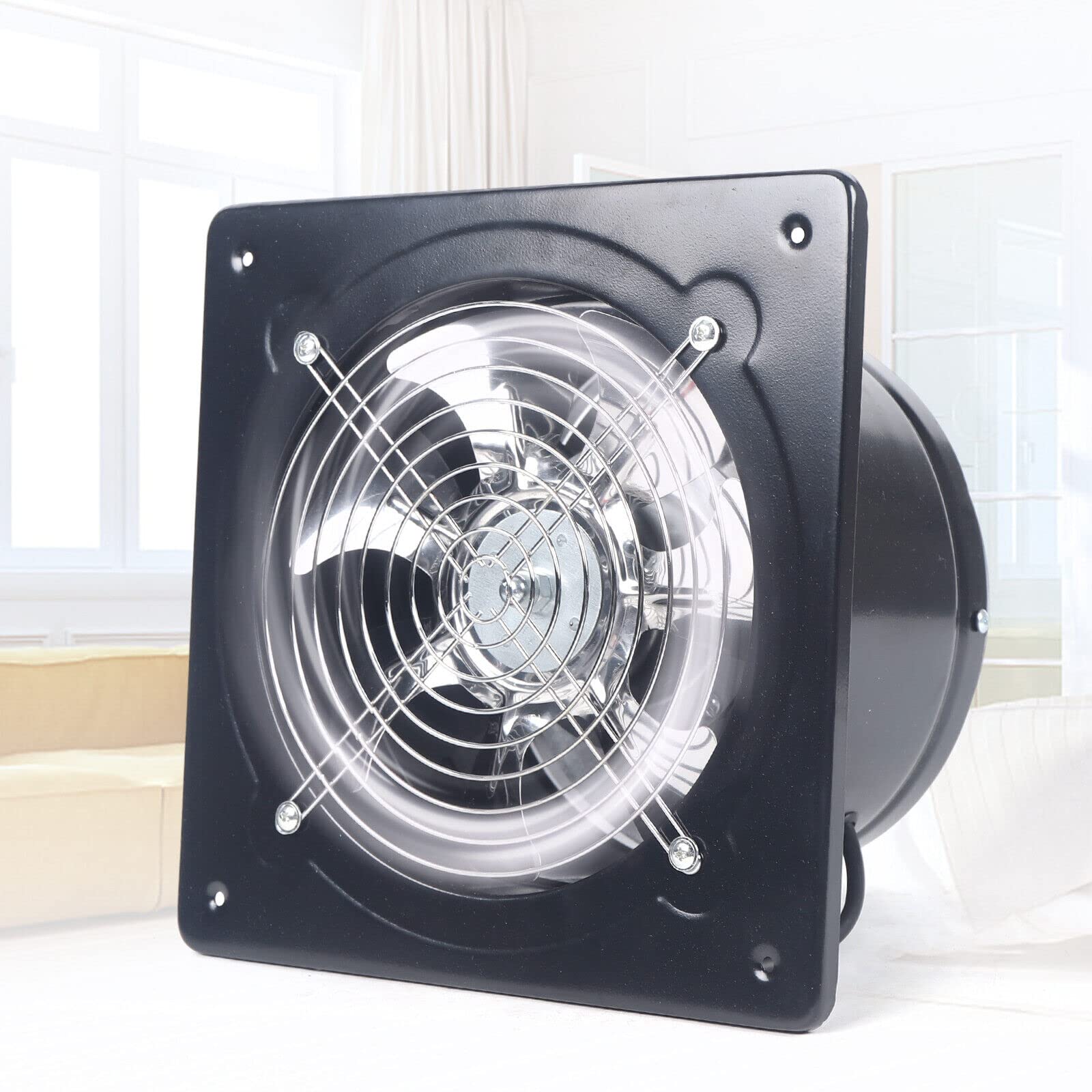 Axial Industrie Ventilator Ø 200 mm schwarz Abluft Zuluft Rohrlüfter Radial Rohr Lüfter Absauglüfter Industrielüfter Absaugung Für Abluft Wand Fenster 850m³/h