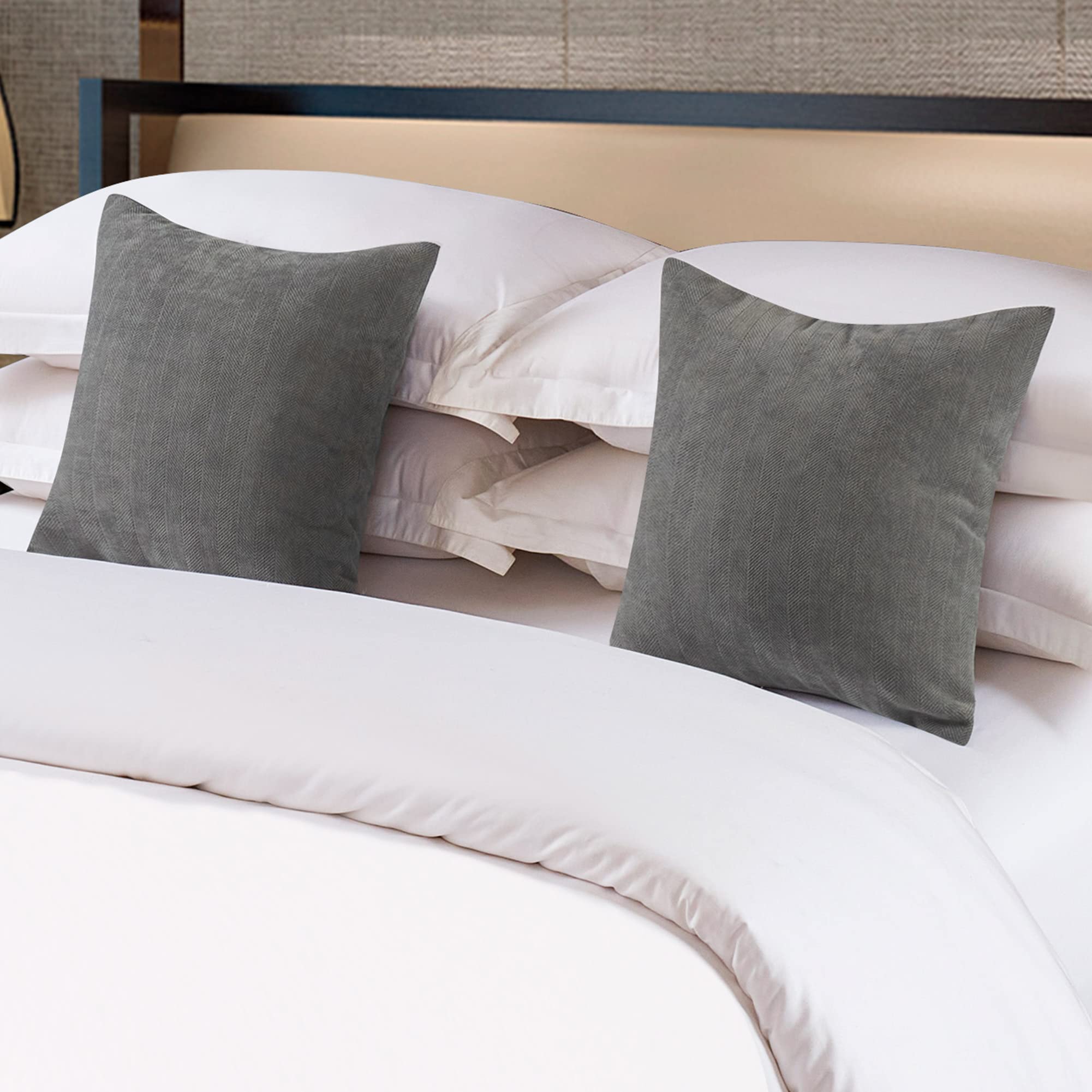 OSVINO Solid Bed Runner Textured Chenille Bed End Scarf Wear-Resistant Decorative Bedding Protection for Hotel Bedroom Wedding Room, Gray, Queen