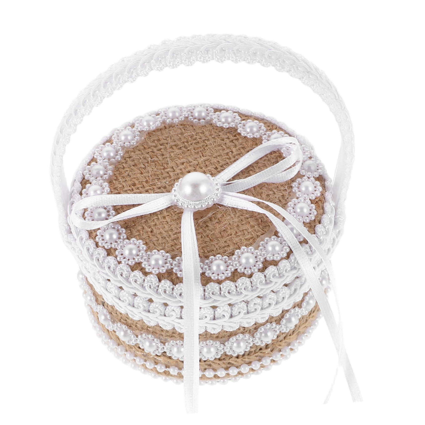 Healeved 4 Pezzi Scatola Porta Fedi Nuziali in Stile Campagna da Cerimonia Organizer Gioielli per Sposa e Damigella Design Country Romantico con Nodo Elegante Custodia Compatta per Anelli e