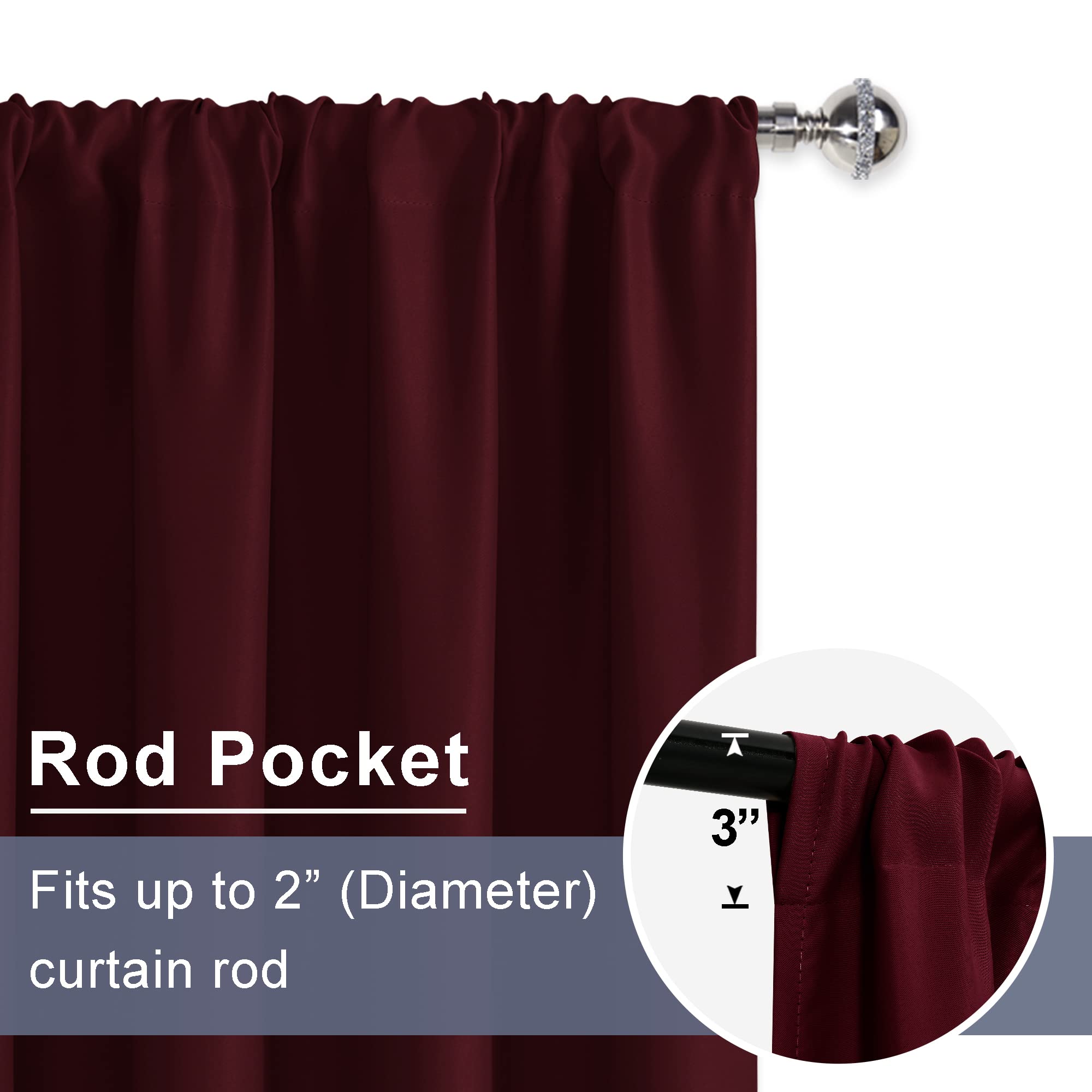 JIUZHEN Kurze Verdunkelungsvorhänge für kleine Fenster – Café-Raumverdunkelung, Privatsphäre, wärmeisoliert, Fenstervorhänge für Badezimmer, Küche, B 132 x L 91,4 cm, Set mit 2 Paneelen mit