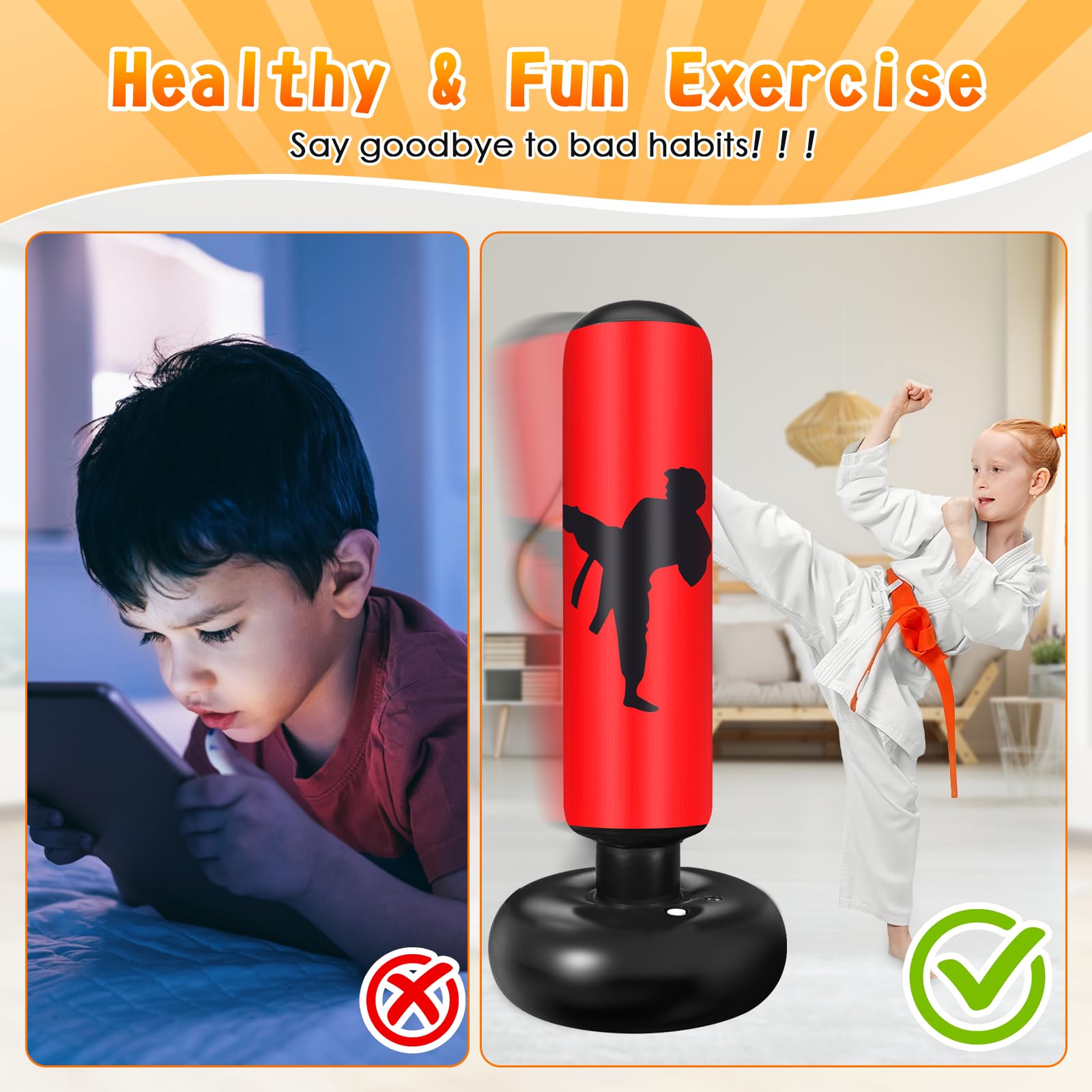 Ninonly Sacco da Boxe per Bambini 160cm