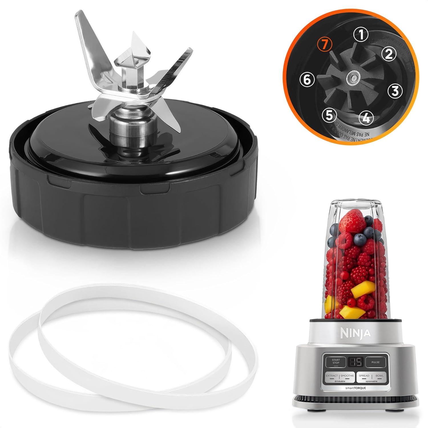 Ninja Replacement Blades – 7 Fin Male 4" Ninja Blender Blade Replacement – Compatible with Ninja Foodi Power Blender SS150, SS151, SS300, SS350, SS351, SS351TGT, CO351B, SS100, SS101, SS101C, CO101B 4" Blender Blade 7 Fin