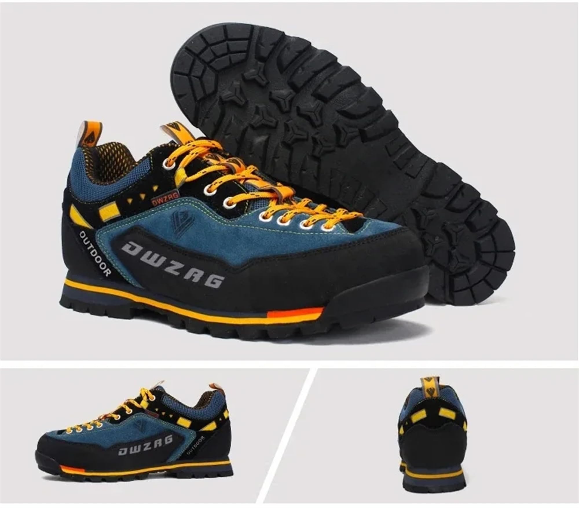SANANG Zapatillas De Senderismo de Corte Bajo para Hombre,Zapatillas Deportivas De Ccuero para Actividades al Aire Libre. Trekking y Caza Azul,Gris,40-46