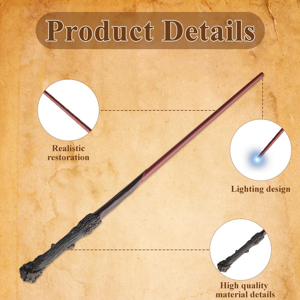 Harry P-otter Wand, 38CM Harry Light Up Wand, USB Charging Glow Magic Wand in Gift Box with Spell Card, Station Ticket - Image 3