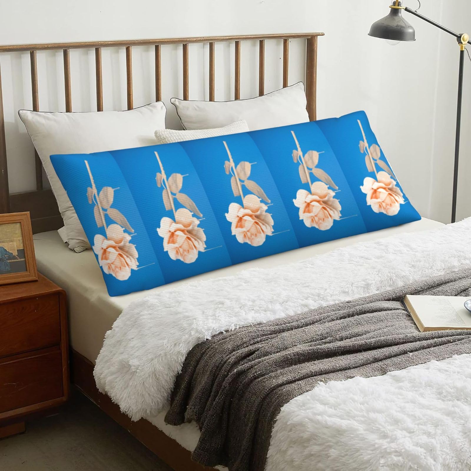 Unique Rose, Body Pillow Cover with Zipper,Long Body Pillowcase 20 x 60 in