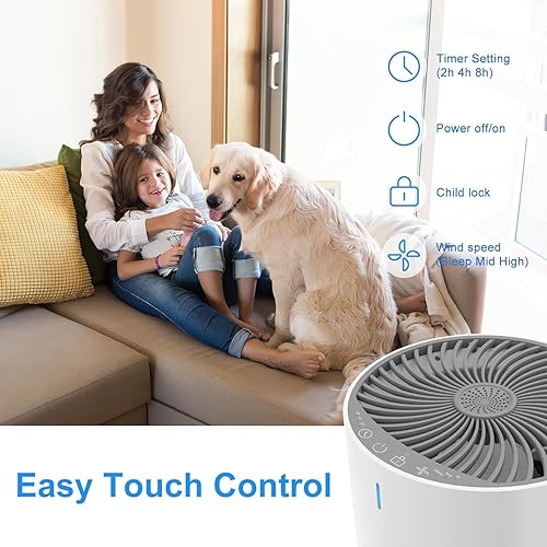 Miniatura 3 de Purificador de aire para dormitorio filtro HEPA H13 de 5 capas, difusor de aceite esencial, silencioso, apto para mascotas, para dormitorio (1