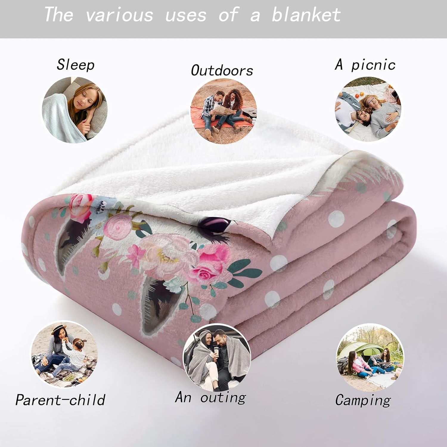 Llama with Floral Crown Throw Blanket - Soft, Cozy Plush Flannel - Lightweight, Warm and Fuzzy for Couch, Office, Travel - Fluffy, Decorative Home Accessory Ideal for Snuggling 50×60 Inch - Image 5