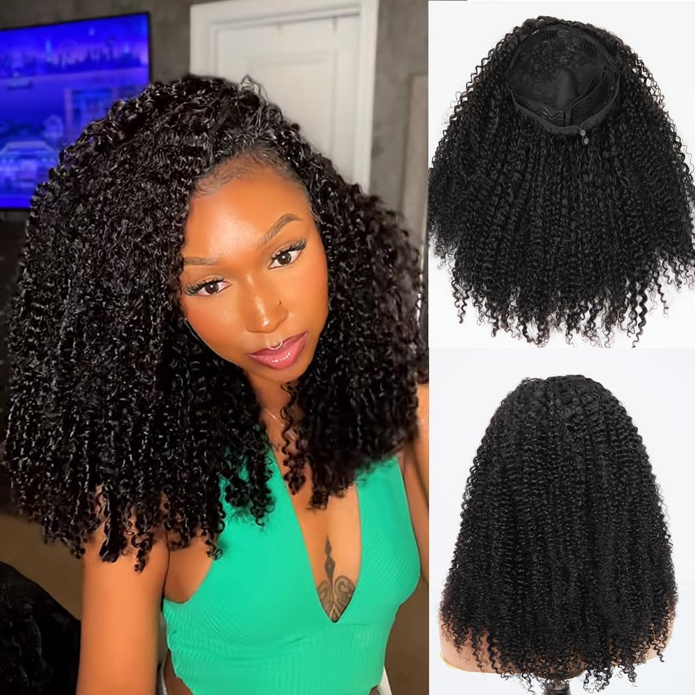 Miss Lee Kinky Curly Brazilian Human Hair Half Wig 3-in-1 Glueless