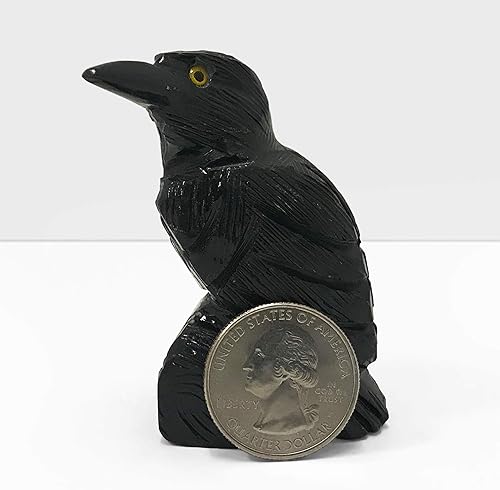 Miniatura 6 de Gem Avenue Talla de cristal de cuervo de obsidiana negra  Figura espiritual hecha a mano para altar, curación energética y regalos